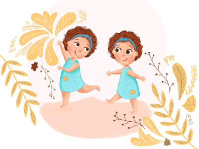 My inspiration, Twins character illustration flat illustration illustration kids illustration twin girls twins vector