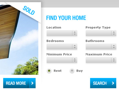 Real Estate website project - search form button form home house real estate search select website