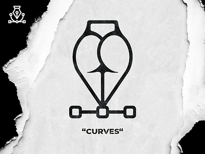Curves ass booty butt logo mark pen vector