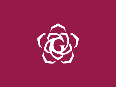 G Rose bloom brand flower g geometry icon identity logo rose simple symbol symmetry