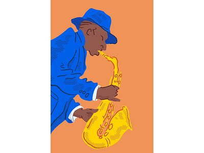 Jazz 1 cartoon comic illustration illustrator jazz minimal music pastel procreate saxophone vector weird