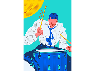 Jazz 3 cartoon character comic drummer drums illustration illustrator ipad jazz minimal music pastel people procreate vector