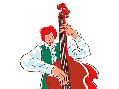 Jazz 4 Alt cartoon character comic double bass ginger illustration illustrator ipad irishi jazz lines minimal music musician procreate quirky redhead simple vector weird