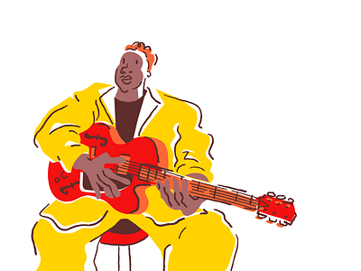 Jazz 5 Alt bright cartoon character comic drawing funk guitar guitarist illustration illustrator ipad jazz minimal music musician pastel procreate sketch soul weird