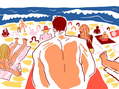 Plage 1 beach beach party cartoon character colorful comic drawing illustration illustrator minimal people procreate sea sea side summer sunny vector wave waves weird