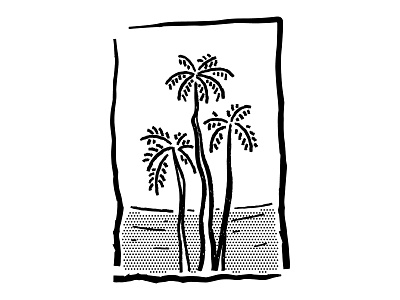 Sea view blackandwhite comic drawing illustration illustrator ipad lineart lines minimal ocea oldschool palm tree procreate retro sea sketch summer trees vector vintage