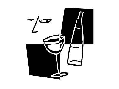 WAINAI!! abstract black and white bottle character checkboard comic composition drawing face illustration illustrator minimal poster procreate ska sketch vector weird wine