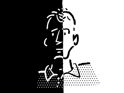 BW 5 80s black black and white bold character comic dots face halftone illustration illustrator line art lines man minimal pattern portrait procreate vector vintage