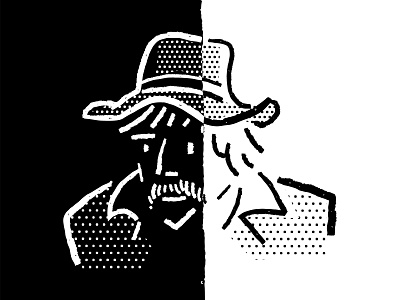 BW 7 black black and white bold cartoon character comic contrast dots face half tone illustration illustrator minimal old man old school pattern portrait procreate vector vintage