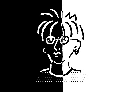 BW 9 80s black black and white bold boy character comic contrast half tone illustration illustrator line art lines minimal old school pattern procreate retro vector vintage