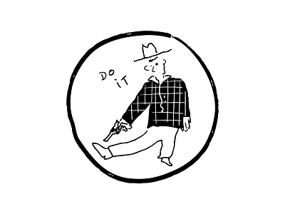 Do it. black and white character comic cowboy doodle gun hat hatch illustration illustrator line art lines logo minimal procreate shoot simple sketch vector weird