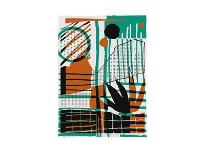Composition - Green & Orange abstract collage digital art drawing duotone graphic design halftone illustration illustrator ipad landscape minimal pattern plants poster procreate sketch vector