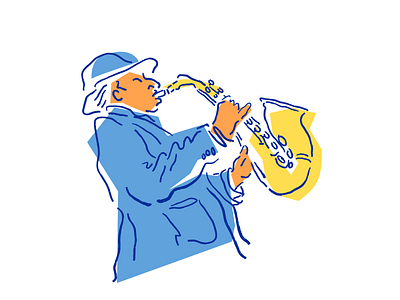 Sax man in action 80s character collage colorful comic crazy cut out drawing festival illustration illustrator jazz minimal music old school procreate saxophone saxophonist simple vector