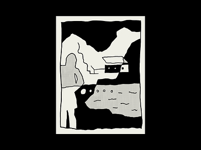 Calanque de Sormiou 1 abstract art black black and white calanque collage composition cutout half tone illustration illustrator landscape marseille minimal pattern procreate shadows simple south of france vector