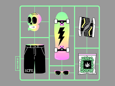 Skate Punk Kit acid california icon illustration kit punk skateboard skull toy vans weed