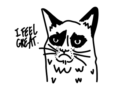 Grumpy Cat black and white cat drawing grumpy grumpy cat illustration lo fi simple