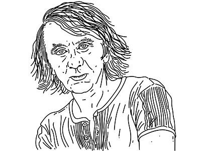 Michel Houellebecq author black and white portrait drawing french houellebecq illustration line literature minimal sketch writer