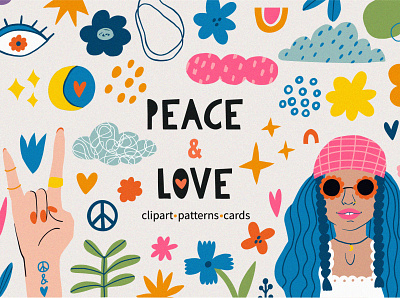 Peace & Love boho hand hippie peace planet ukraine vector war