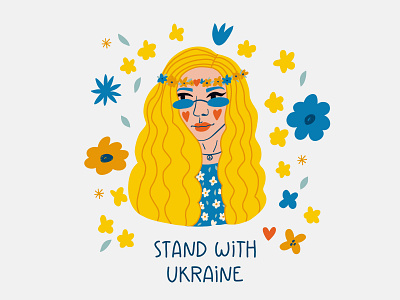 Stand with UKRAINE design flower girl hippie illustration lettering summer summer vibes ukraine vector war