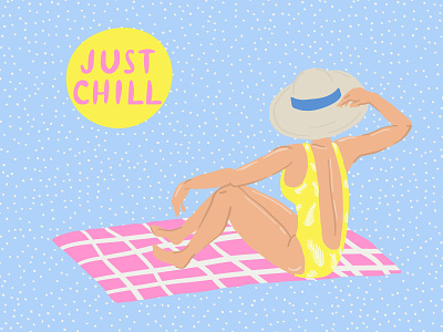 Just chill chill drawing girl illustration poster summer