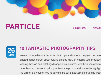 Particle Wordpress Theme circles colourful web design wordpress