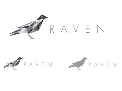 Raven Logo Design cubist design logo raven