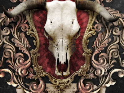 Heraldic Style Emblem emblem floral heraldry ornate skull
