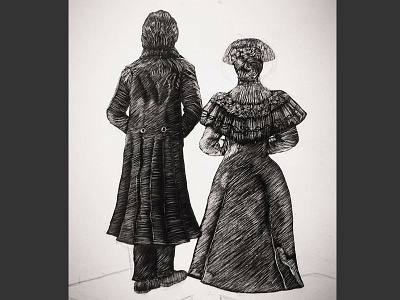 Crimson Peak inspired scratchboard horror illustration movies scratchboard