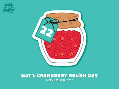 November 22 - National Cranberry Relish Day cranberries cranberry cranberry relish cranberry relish cranberry sauce gift tag illustration jar national cranberry relish day relish thanksgiving