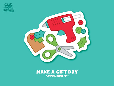 Make a Gift Day - Dec. 3 buttons christmas diy gift tag glue gun holly make a gift day make a gift day maker scissors