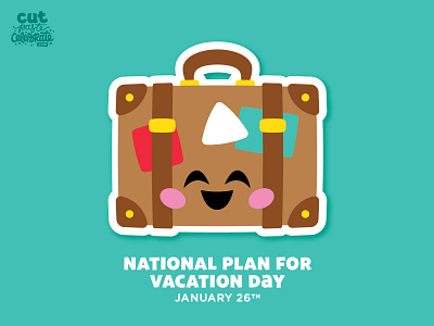 National Plan for Vacation Day - January 26 chibi cricut cut file happy kawaii scrapbook staycation stickers suitcase svg icons travel vacation vacations vacay