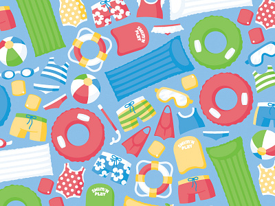 Kiddie Pool Patterned Paper beach ball bikini curtrjensen goggles icon imaginisce pattern pool scrapbook paper snorkle swimsuit water wings