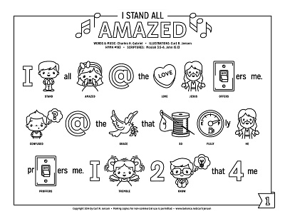 I Stand All Amazed Pictogram coloring book hymn jesus mormon pictogram primary rebus song
