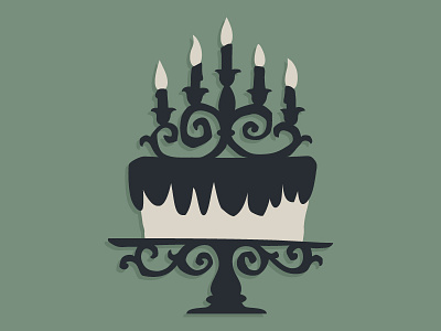 Over the Hill Cake cake cake stand candelabra candles cricut diecut over the hill party