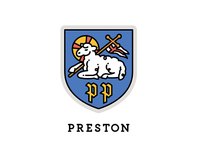 Preston, England coat of arms crest cross england flag heraldry lamb lamb of god mission mormon preston shield