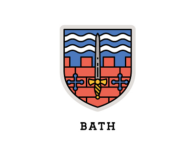 Bath, England castle city walls coat of arms crest england heraldry river shield sword uk united kingdom water