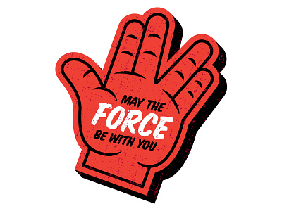 May the Force Live Long & Prosper foam finger hand ironic nerd red sports star trek star wars team