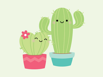 You're STUCK with me! cacti cactus couple doodlebug doodlebug design kawaii love pun punny puns so punny