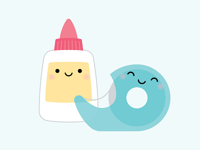 Best friends STICK together! back to school couple doodlebug doodlebug design glue kawaii love pun punny puns so punny tape