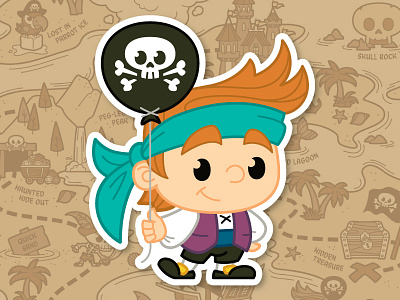 Time to Par-r-rty Me Hearty! balloon character design chibi crossbones cute ginger jolly roger party pirate scrapbook skull sticker