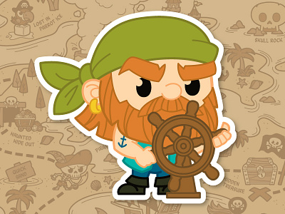 Scurvy McRedbeard bandana character design chibi cute ginger helm party pirate pirate ship scrapbook sticker tattoo