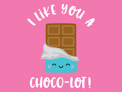 I like you a CHOCO-LOT! candy candybar card making chocolate cute kawaii pun punny scrapbook sticker vector