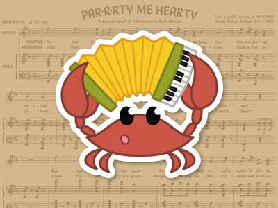 Sebastian accordion character character design crab crustacean curtrjensen mermaid music pirate sea