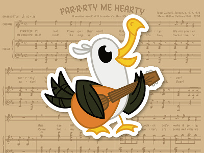 Scully bird character character design curtrjensen mandolin mermaid music pirate sea seagull