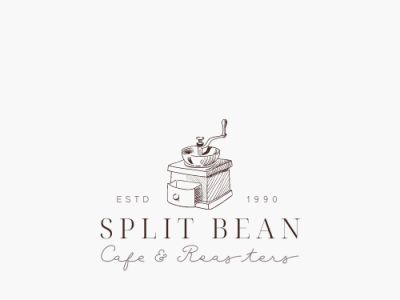 Split Bean Logo beans brand identity branding cafe coffee cursive design handwriting illustration label logo roasters typography