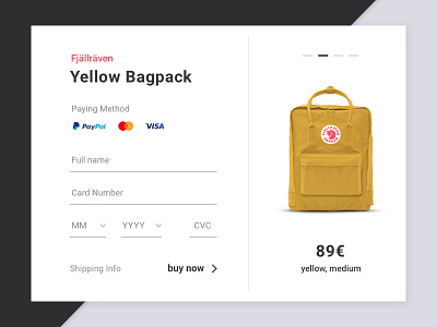 Daily UI Challenge #02 Checkout backpack checkout collect ui credit card daily ui e commerce fjällräven shopping shopping basket ui ux webdesign