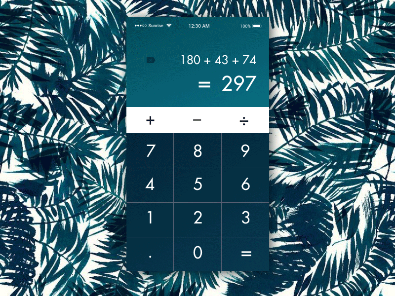 Daily UI Challenge #04 Calculator animation calculate calculator daily ui maths pattern turquoise ui design user interface webdesign