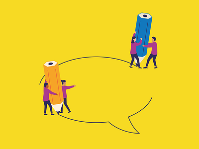 Let's talk bubble character design communication editorial illustration interaction naive talk