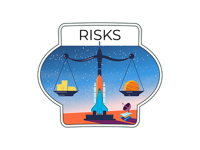 Startup - Risks badge branding design icon illustration infographic law money risk scale space startup