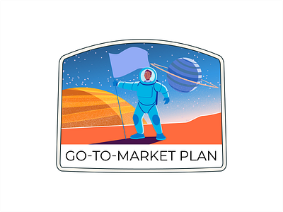 Startup - Go to market plan astronaut branding character design flag illustration infographic market plan planet space strategy